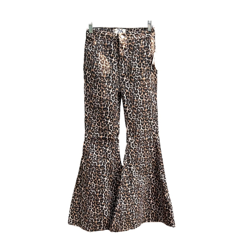 Free People NWT We the Free Leopard Print Bell Bottom Pants Size 26 NEW!